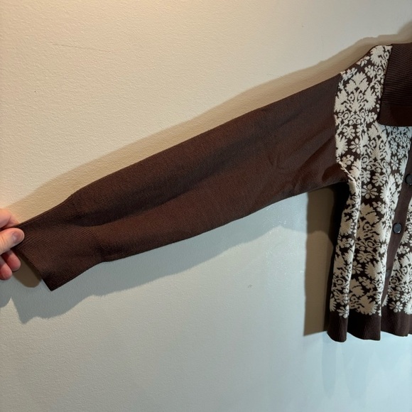 NANETTE LEPORE Sz L Brocade Design Floral Large Collar Cardigan New with No Tag - Picture 5 of 8